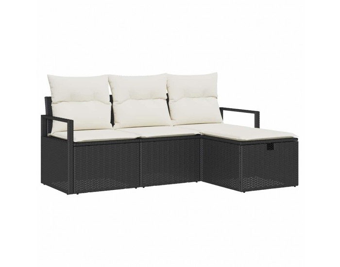 Sonata H Градински Софа Комплект 4 pcs Черно и кремаво 175 x 117 x 85 см