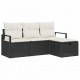 Sonata H Градински Софа Комплект 4 pcs Черно и кремаво 175 x 117 x 85 см