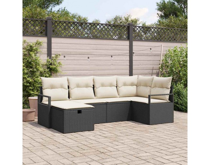 Sonata H Градински Софа Комплект 6 pcs Черно и кремаво 232 x 122 x 85 см