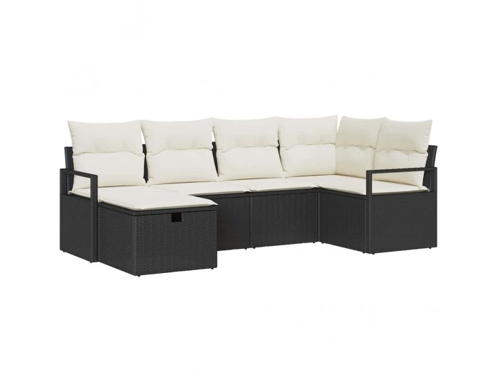Sonata H Градински Софа Комплект 6 pcs Черно и кремаво 232 x 122 x 85 см