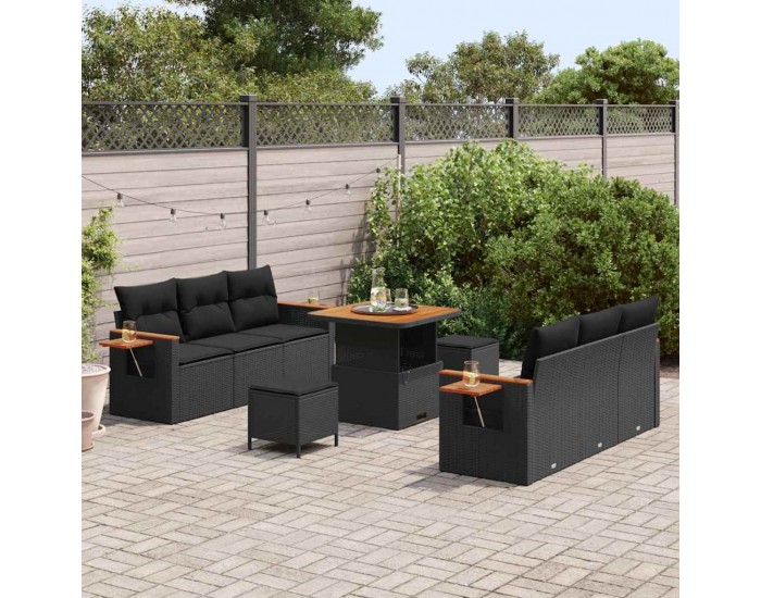 Sonata H Градински Софа Комплект 9 pcs Черно 80 x 80 x 71 cm