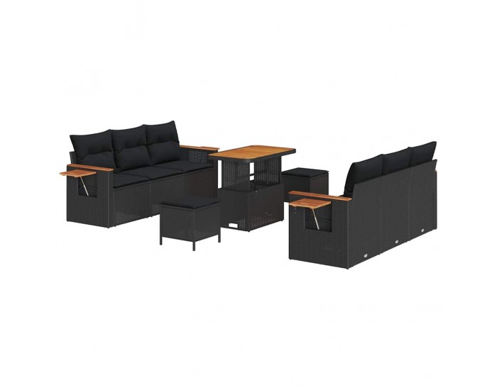 Sonata H Градински Софа Комплект 9 pcs Черно 90 x 55 x 71 cm