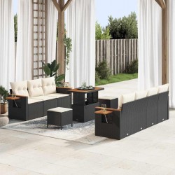 Sonata H Градински Софа Комплект 10 pcs Черно и кремаво 90 x 55 x 71 cm - Canapele și bănci de grădină