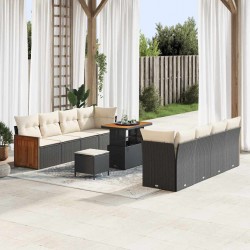 Sonata H Градински Софа Комплект 11 pcs Черно и кремаво 90 x 55 x 71 cm - Canapele și bănci de grădină