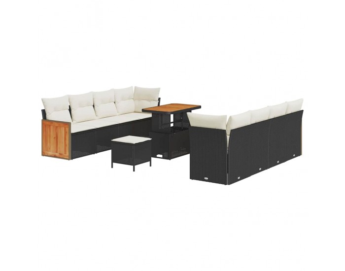 Sonata H Градински Софа Комплект 11 pcs Черно и кремаво 90 x 55 x 71 cm