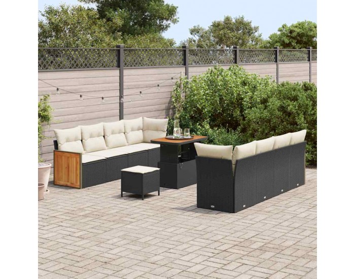 Sonata H Градински Софа Комплект 11 pcs Черно и кремаво 90 x 55 x 71 cm