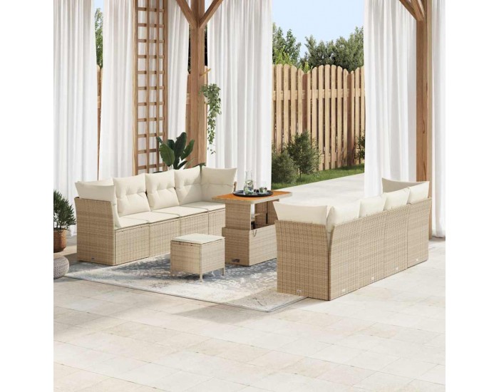 Sonata H Градински Софа Комплект 11 pcs бежово и кремаво 90 x 55 x 71 cm