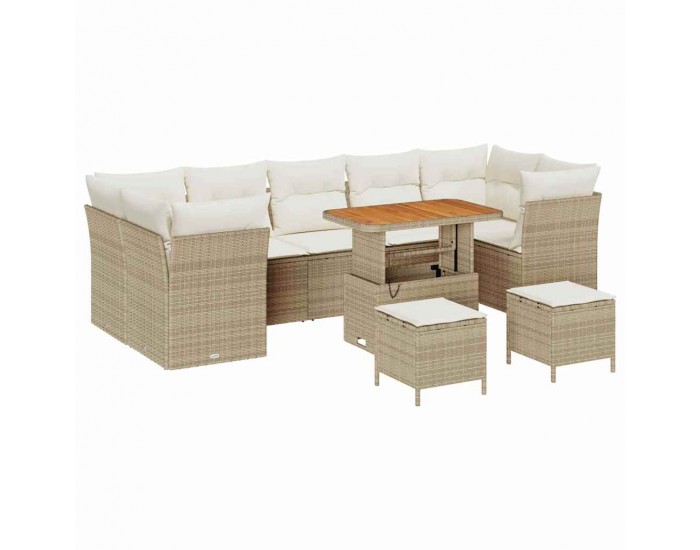 Sonata H Градински Софа Комплект 10 pcs бежово и кремаво 90 x 55 x 71 cm