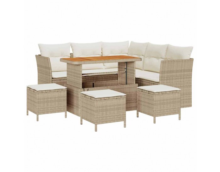 Sonata H Градински Софа Комплект 9 pcs бежово и кремаво 110 x 55 x 71 см