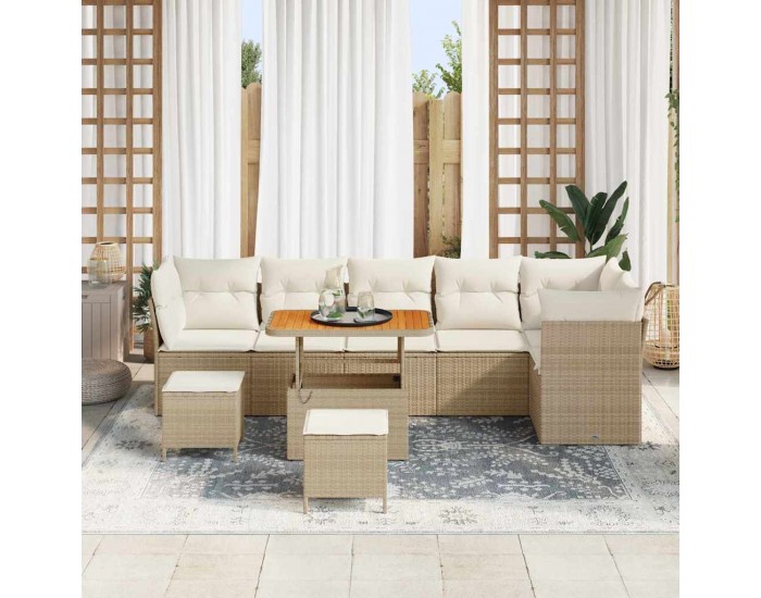 Sonata H Градински Софа Комплект 9 pcs бежово и кремаво 90 x 55 x 71 cm