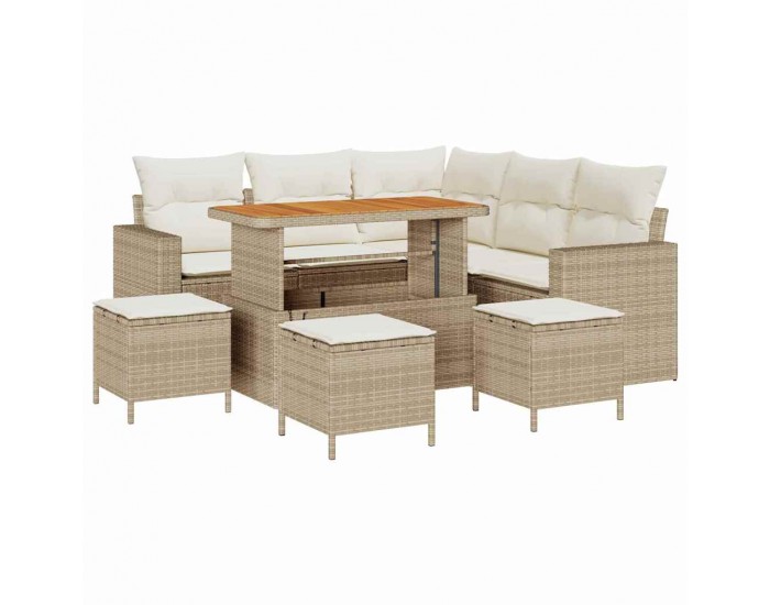 Sonata H Градински Софа Комплект 9 pcs бежово и кремаво 110 x 55 x 71 см