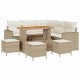 Sonata H Градински Софа Комплект 9 pcs бежово и кремаво 110 x 55 x 71 см