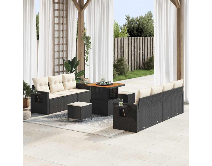 Sonata H Градински Софа Комплект 10 pcs Черно и кремаво 80 x 80 x 71 cm