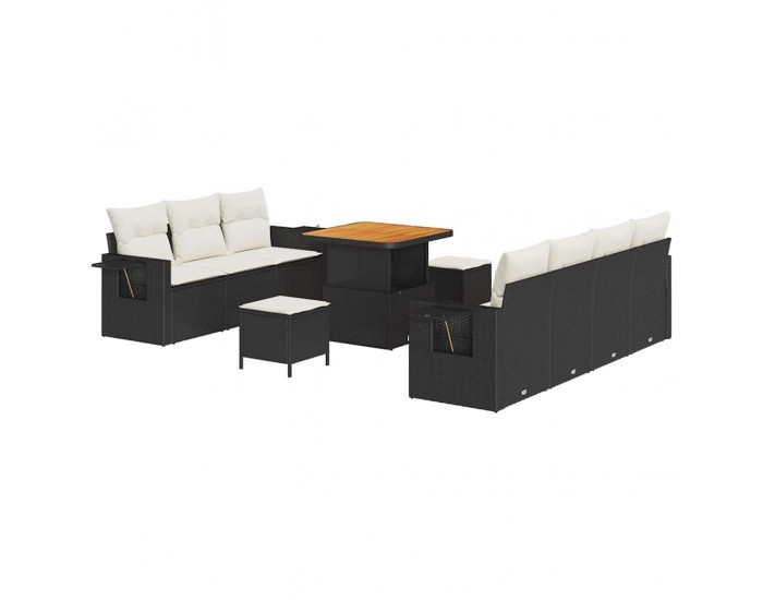 Sonata H Градински Софа Комплект 10 pcs Черно и кремаво 80 x 80 x 71 cm