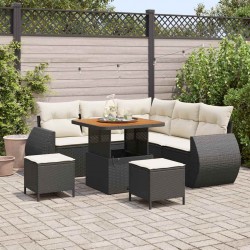 Sonata H Градински Софа Комплект 8 pcs Черно и кремаво 80 x 80 x 71 cm - Canapele și bănci de grădină