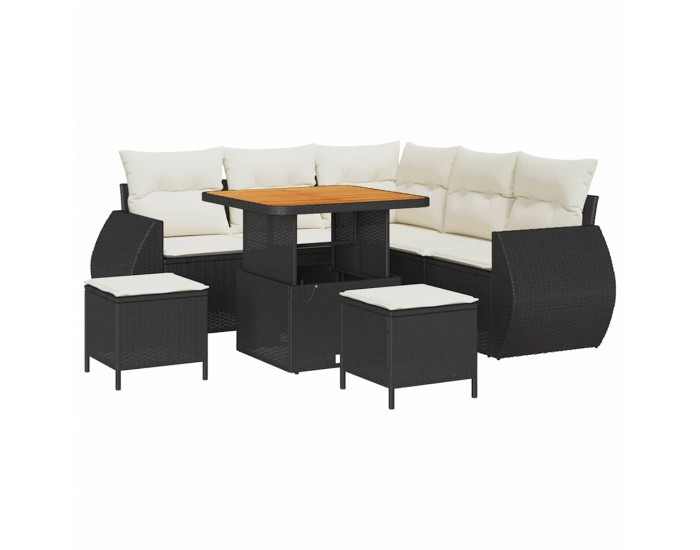 Sonata H Градински Софа Комплект 8 pcs Черно и кремаво 80 x 80 x 71 cm