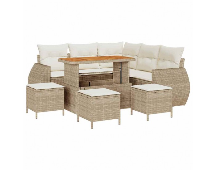 Sonata H Градински Софа Комплект 9 pcs бежово и кремаво 110 x 55 x 71 см