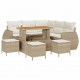 Sonata H Градински Софа Комплект 9 pcs бежово и кремаво 110 x 55 x 71 см
