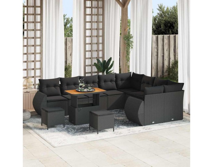 Sonata H Градински Софа Комплект 12 pcs Черно 90 x 55 x 71 cm