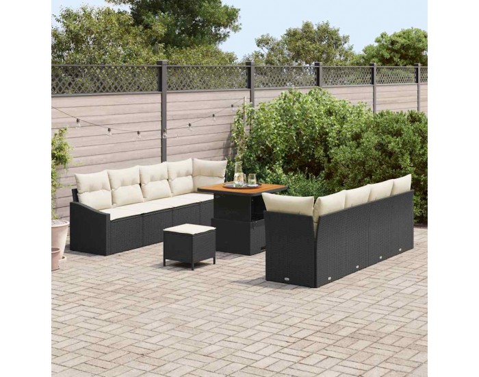 Sonata H Градински Софа Комплект 11 pcs Черен и кремав 80 x 80 x 71 cm