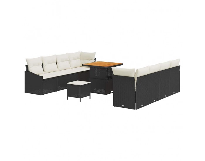 Sonata H Градински Софа Комплект 11 pcs Черен и кремав 80 x 80 x 71 cm