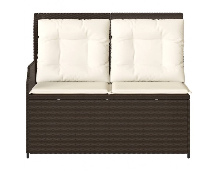 Sonata H Накланяща се градинска пейка с възглавници кафяв полиратан