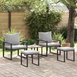 Sonata H Градински Софа Комплект 4 pcs Черно 61 x 72.5 x 71 см Стомана - Canapele și bănci de grădină