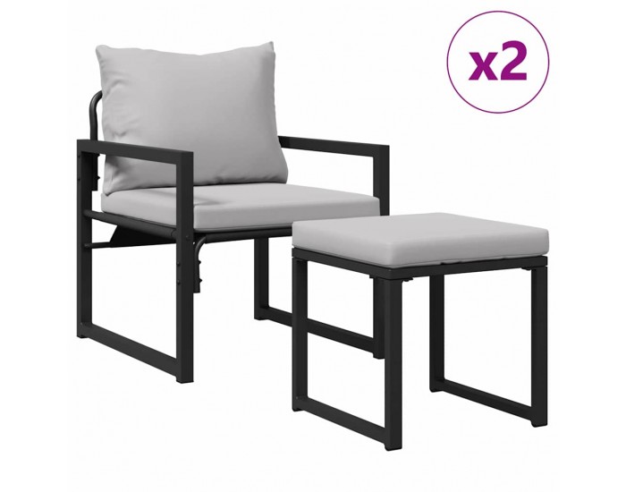 Sonata H Градински Софа Комплект 4 pcs Черно 61 x 72.5 x 71 см Стомана
