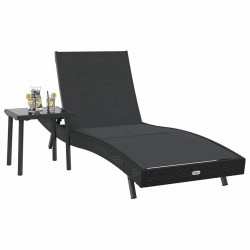 Sonata H Шезлонг с маса 2 pcs Черно 40 x 40 x 40.5 см полиратан - Șezlonguri