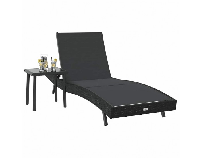 Sonata H Шезлонг с маса 2 pcs Черно 40 x 40 x 40.5 см полиратан