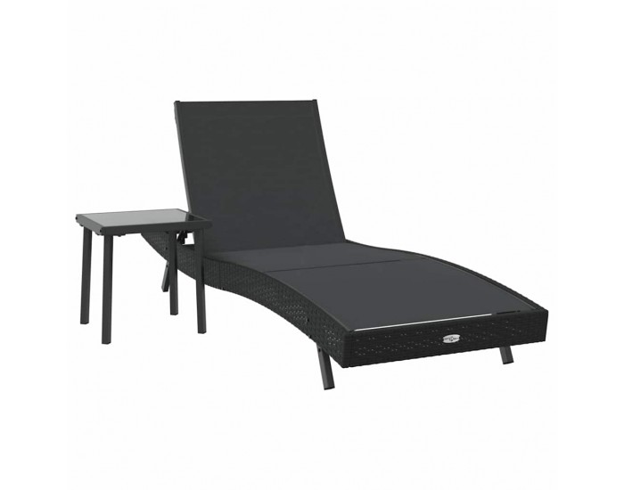 Sonata H Шезлонг с маса 2 pcs Черно 40 x 40 x 40.5 см полиратан