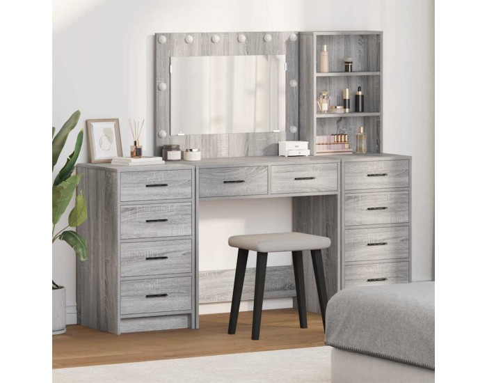 Sonata H Тоалетка с чекмедже 3 pcs Сив 40 x 41 x 135 см Инженерно дърво