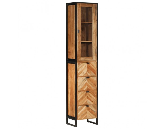 Sonata H Шкаф за баня 40x27x190 см желязо и масивно дърво акация