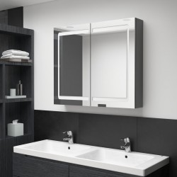 Sonata H LED шкаф с огледало за баня, сив, 80x12x68 см - Baie