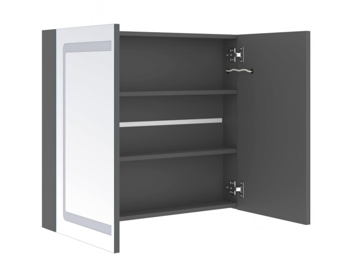 Sonata H LED шкаф с огледало за баня, сив, 80x12x68 см