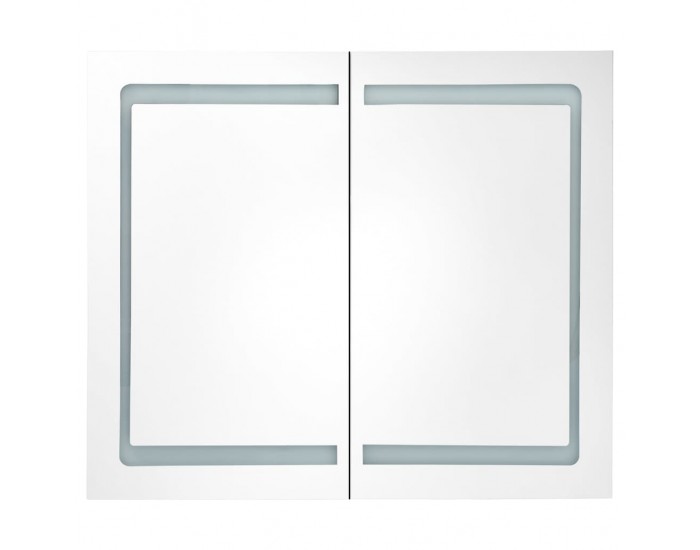 Sonata H LED шкаф с огледало за баня, бяло и дъб, 80x12x68 см