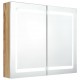 Sonata H LED шкаф с огледало за баня, бяло и дъб, 80x12x68 см