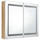 Sonata H LED шкаф с огледало за баня, бяло и дъб, 80x12x68 см