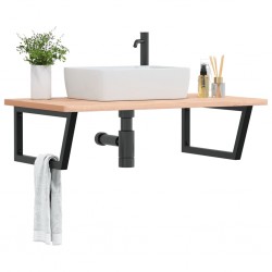 Sonata H Стенен рафт за мивка, стомана и масивно дърво бук - Dulapuri de baie