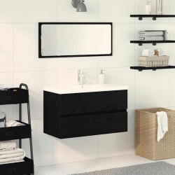 Sonata H Шкаф за мивка с врата Черен дъб 80 x 39 x 62 см Инженерно дърво - Dulapuri de baie