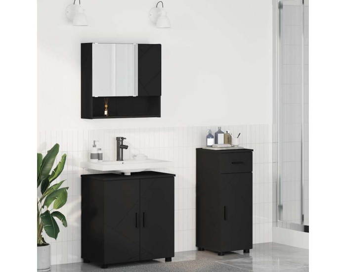 Sonata H Комплект мебели за баня с чекмедже 3 pcs Черно 61 x 35 x 64 см