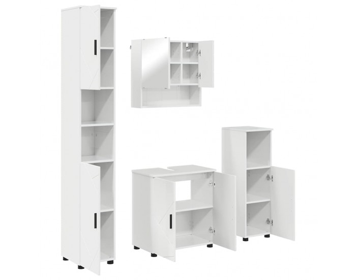 Sonata H Комплект мебели за баня с врата 4 pcs Бяло Със Силен Гланц