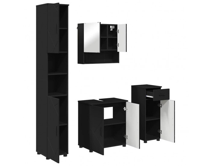 Sonata H Комплект мебели за баня с чекмедже 4 pcs Черно 61 x 35 x 64 см
