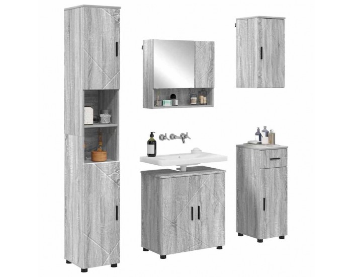 Sonata H Комплект мебели за баня 5 pcs Сив сонома 61 x 35 x 64 см