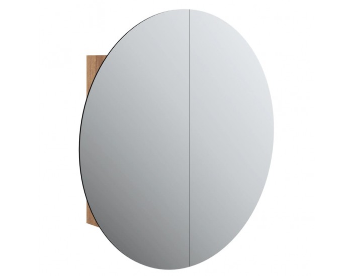 Sonata H Шкаф за баня с кръгло огледало и LED, дъб, 54x54x17,5 см