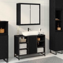 Sonata H Шкаф с огледало за баня с рафт Черен дъб 65 x 20 x 60 см - Dulapuri de baie