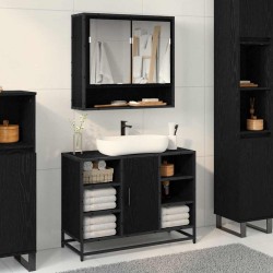 Sonata H Шкаф с огледало за баня с рафт Черен дъб 65 x 20 x 60 см - Dulapuri de baie
