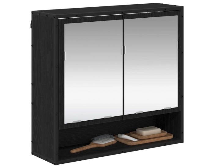 Sonata H Шкаф с огледало за баня с рафт Черен дъб 65 x 20 x 60 см