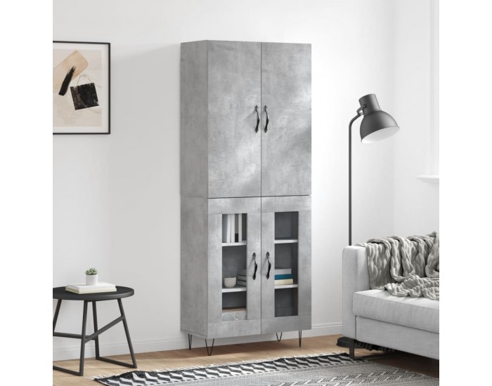 Sonata H Висок шкаф, бетонно сив, 69,5x34x180 см, инженерно дърво