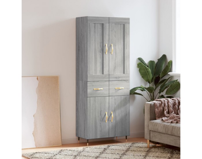 Sonata Dulap înalt, gri sonoma, 69,5x34x180 cm, lemn compozit